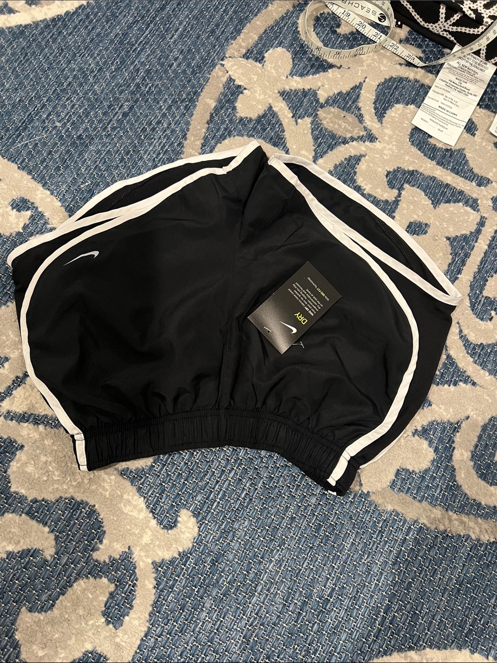 Nike Black Shorts with White Piping